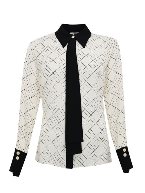 Camicia bianco sporco in georgette Elisabetta Franchi | CA10456E2EF1